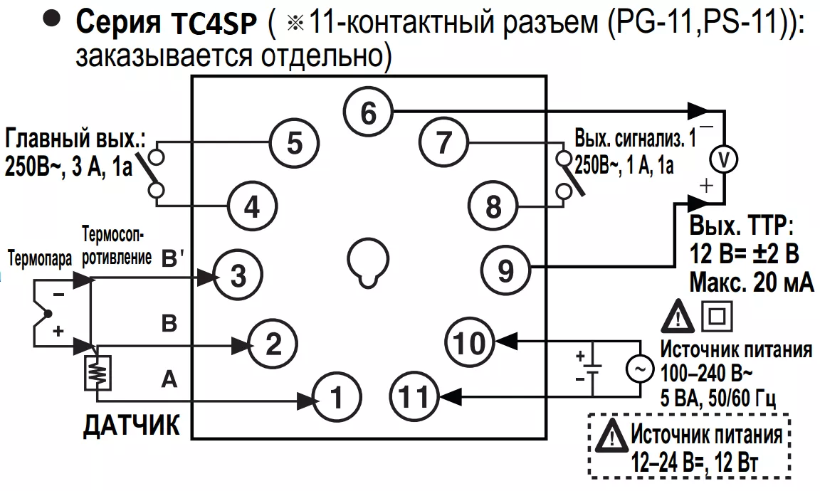 TC4SP-14R AUTONICS Контроллер температурный щитовой 220В 4 autonics-tc4sp-shema