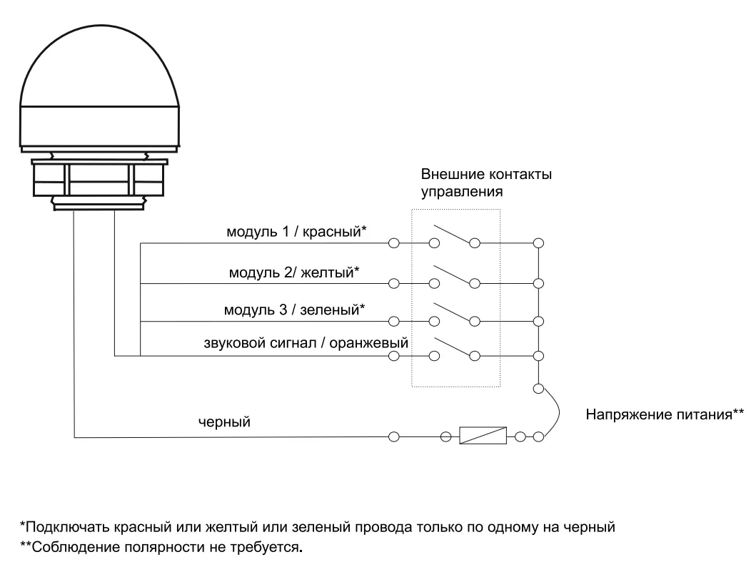 SL82-50-024-RYG INNOCONT Светосигнальный маячок d=50мм, 24В, Красный, жёлтый, зелёный, IP54 4 innocont-sl82b-shema