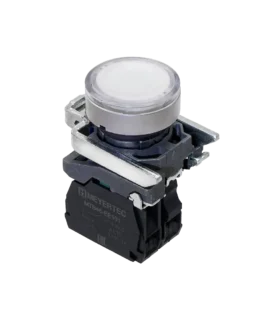 MTB4-BW31711 MEYERTEC Кнопка белая с подсветкой, 1NO, 24V AC/DC, IP65, металл