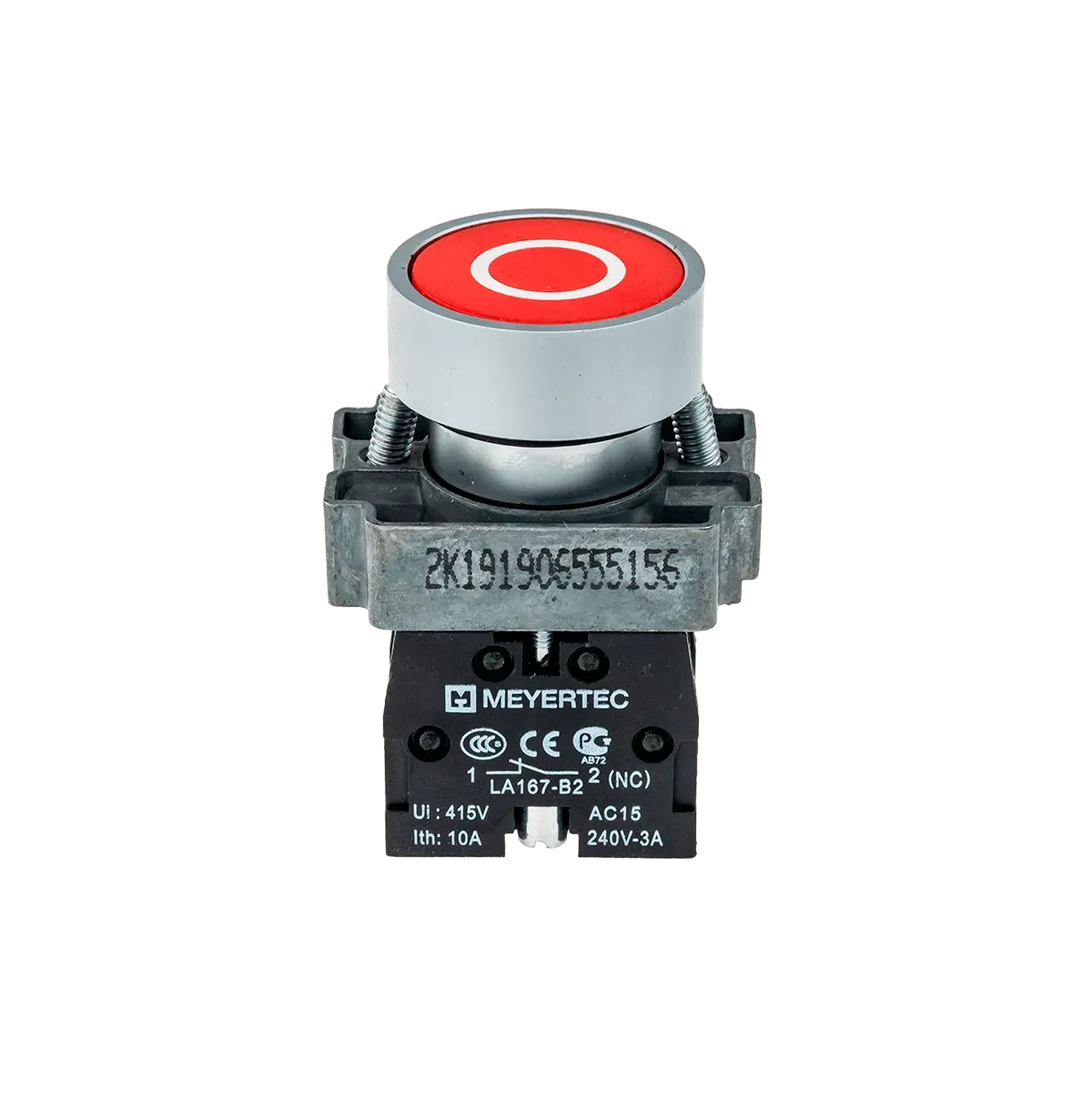 MTB2-BAZ12432 MEYERTEC Кнопка плоская с маркировкой, красная, знак "О", 1NC, металл 2 MTB2-BAZ12432 MEYERTEC Кнопка плоская с маркировкой, красная, знак "О", 1NC, металл — изображение 2