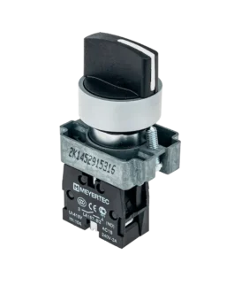 MTB2-BDZ114 MEYERTEC Переключатель, короткая ручка, черный, 2 полож. 1NO, фикс-возвр, металл