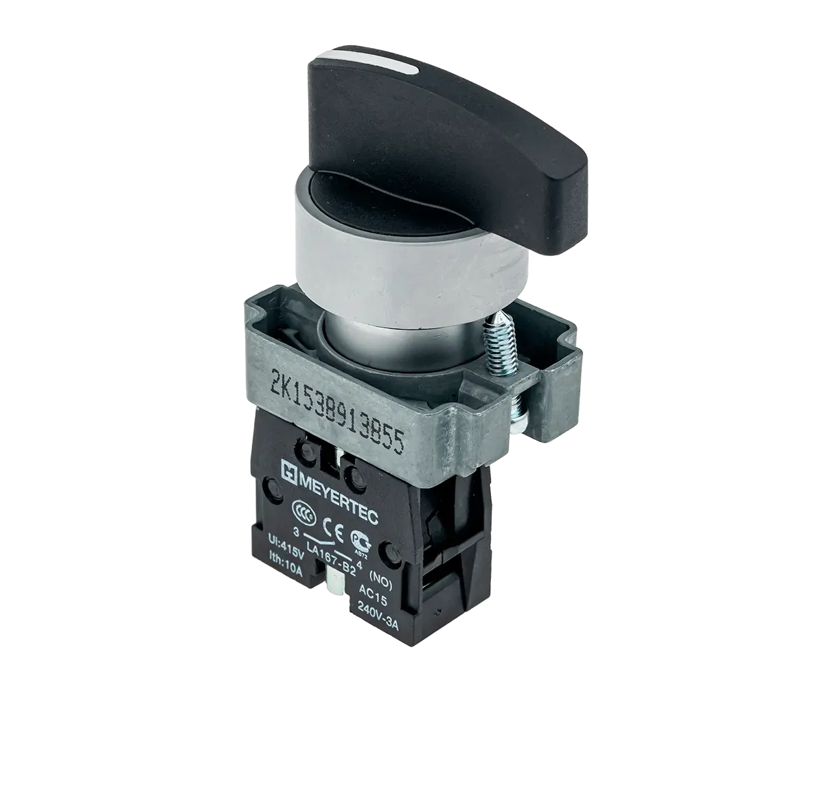 MTB2-BJZ112 MEYERTEC Переключатель, длинная ручка, черный, 2 полож. 1NO, фикс., металл 1 MTB2-BJZ112