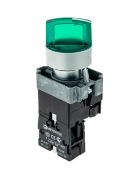 MTB2-BK2361 MEYERTEC Переключатель с LED подсветкой, 24V AC/DC , зеленый, 2 полож. 1NO, фикс., металл