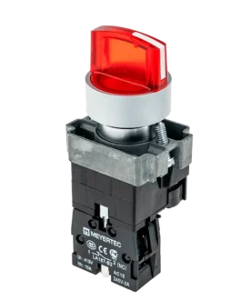MTB2-BK2461 MEYERTEC Переключатель с LED подсветкой, 24V AC/DC, красный, 2 полож. 1NC, фикс., металл