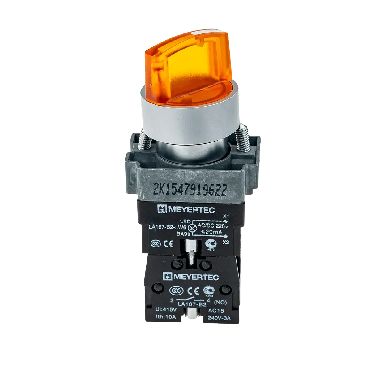 MTB2-BK2563 MEYERTEC Переключатель с LED подсветкой, 220V AC/DC,желтый, 2 полож. 1NO, фикс., металл 2 MTB2-BK2563 MEYERTEC Переключатель с LED подсветкой, 220V AC/DC,желтый, 2 полож. 1NO, фикс., металл — изображение 2