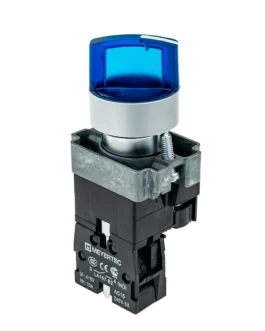 MTB2-BK2661 MEYERTEC Переключатель с LED подсветкой, 24V AC/DC , синий, 2 полож. 1NO, фикс., металл
