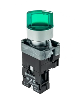 MTB2-BK3361 MEYERTEC Переключатель с LED подсветкой, 24V AC/DC , зеленый, 3 полож. 1NO, фикс., металл