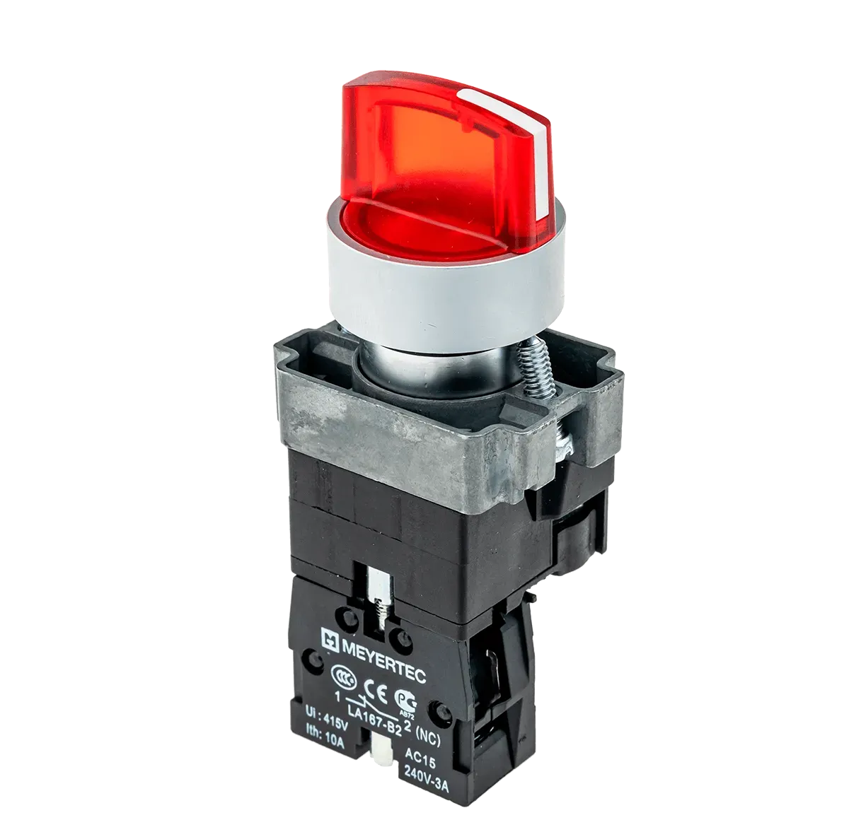 MTB2-BK3461 MEYERTEC Переключатель с LED подсветкой, 24V AC/DC , красный, 3 полож. 1NC, фикс., металл 1 MTB2-BK3461