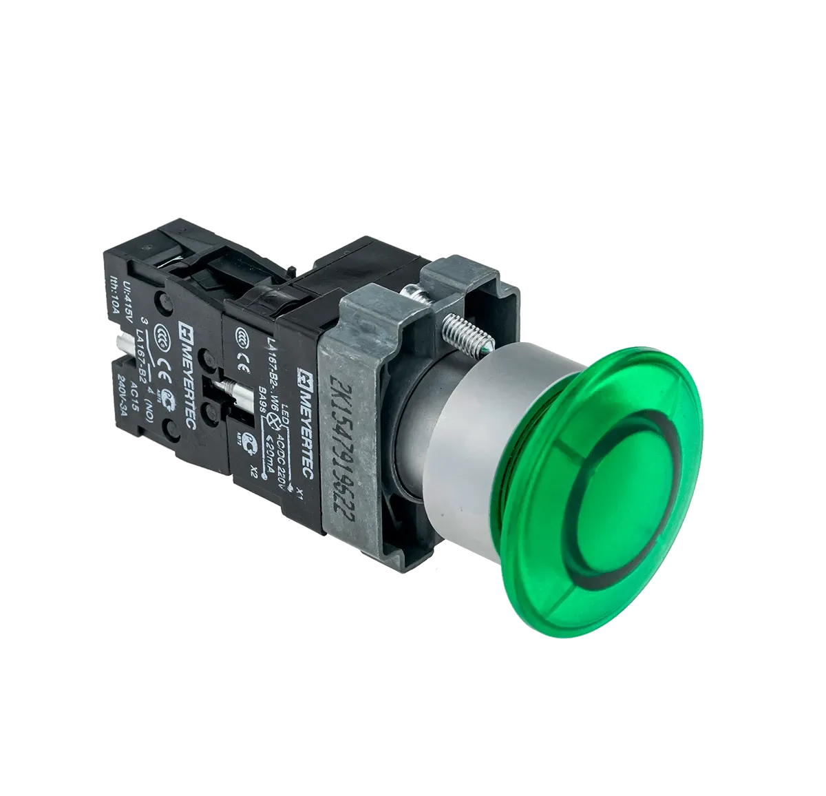 MTB2-BW3613 MEYERTEC Кнопка грибовидная с LED подсветкой без фиксации, 24V AC/DC, 1NO, зеленый, Ø40 мм, металл 3 MTB2-BW3613 MEYERTEC Кнопка грибовидная с LED подсветкой без фиксации, 24V AC/DC, 1NO, зеленый, Ø40 мм, металл — изображение 3