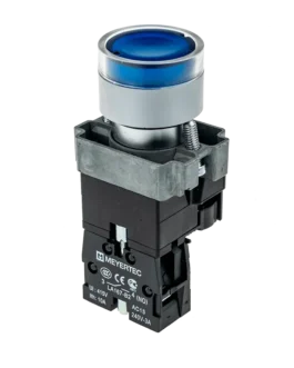 MTB2-BW3663 MEYERTEC Кнопка с LED подсветкой, синяя, 220V AC/DC, 1NO, IP65, металл
