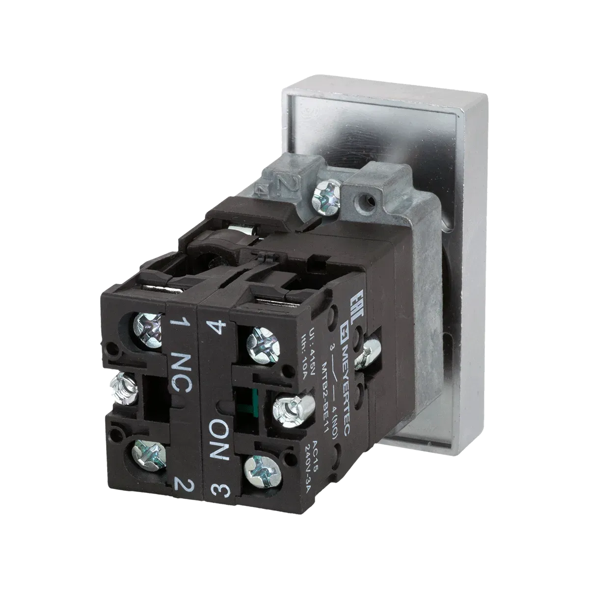 MTB2-BW8363 MEYERTEC Кнопка двойная с LED подсветкой, 220V AC/DC, красный/зеленый,1NO+1NC, плоский толкатель, металл 3 MTB2-BW8363 MEYERTEC Кнопка двойная с LED подсветкой, 220V AC/DC, красный/зеленый,1NO+1NC, плоский толкатель, металл — изображение 3