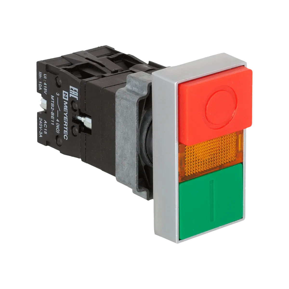MTB2-BW8461 MEYERTEC Кнопка двойная с LED подсветкой, 24V AC/DC, красный/зеленый,1NO+1NC, выступающий толкатель, металл 2 MTB2-BW8461 MEYERTEC Кнопка двойная с LED подсветкой, 24V AC/DC, красный/зеленый,1NO+1NC, выступающий толкатель, металл — изображение 2