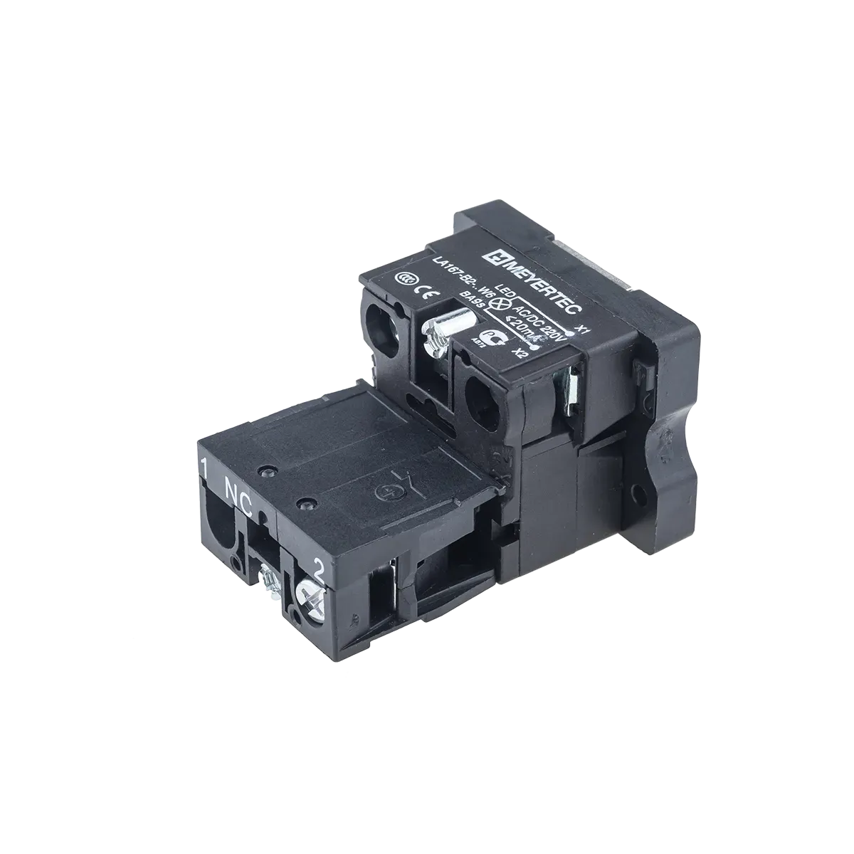 MTB2-EW634 MEYERTEC Основание с модулем подсветки, 1NC блок-контакт, красный, 220V AC/DC, пластик 2 MTB2-EW634 MEYERTEC Основание с модулем подсветки, 1NC блок-контакт, красный, 220V AC/DC, пластик — изображение 2