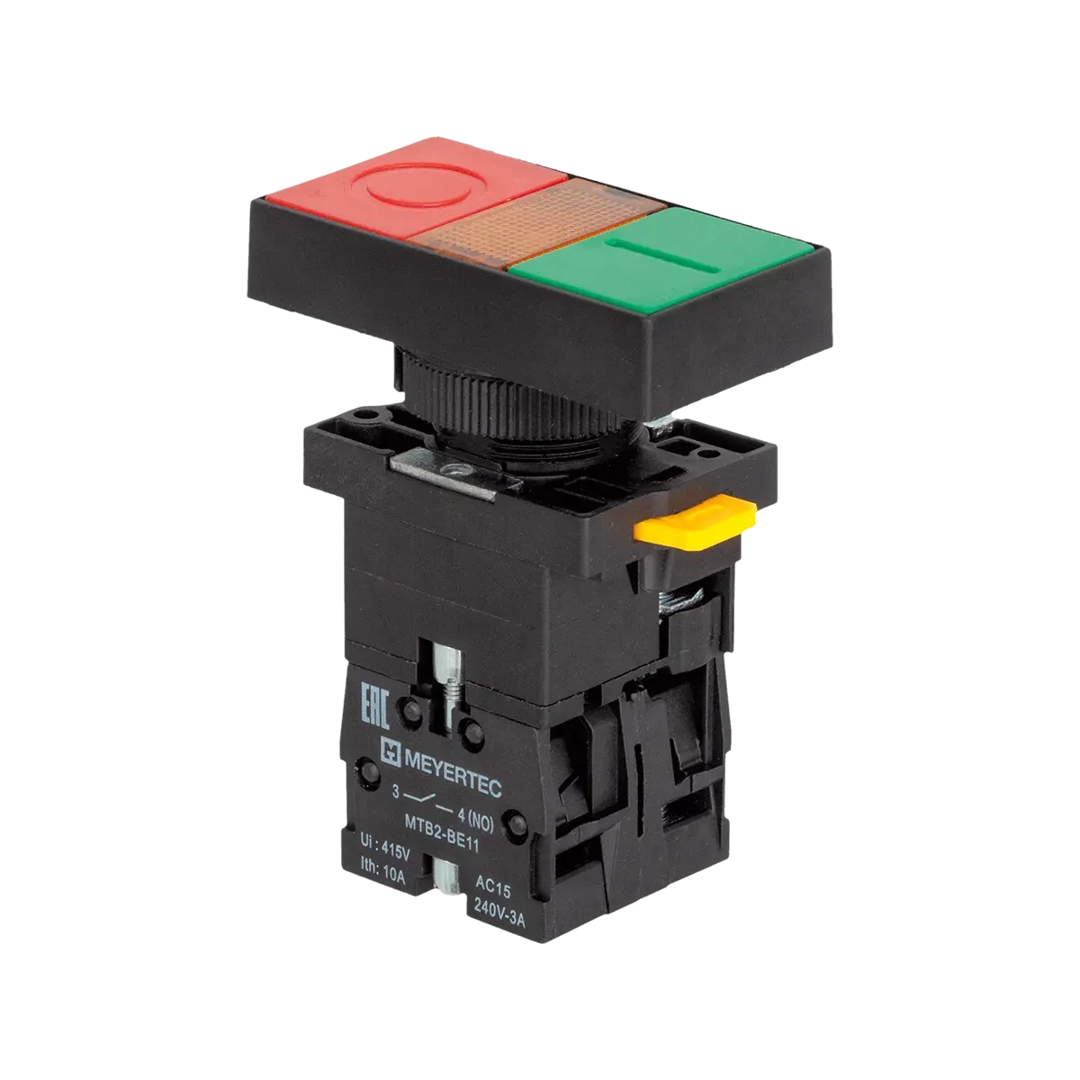 MTB2-EW8363 MEYERTEC Кнопка двойная плоская с подсветкой, красная/зеленая, маркировка "I+O", 1NO+1NC, 220V AC/DC, IP40, пластик 1 MTB2-EW8363