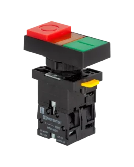 MTB2-EW8463 MEYERTEC Кнопка двойная выступающая с подсветкой, красная/зеленая, маркировка «I+O», 1NO+1NC, 220V AC/DC, IP40, пластик