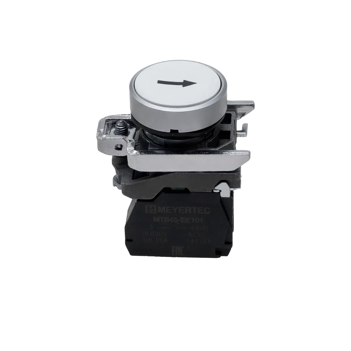 MTB4-BA12551 MEYERTEC Кнопка плоская белая, маркировка "стрелка вверх", 1NO, IP65, металл 2 MTB4-BA12551 MEYERTEC Кнопка плоская белая, маркировка "стрелка вверх", 1NO, IP65, металл — изображение 2