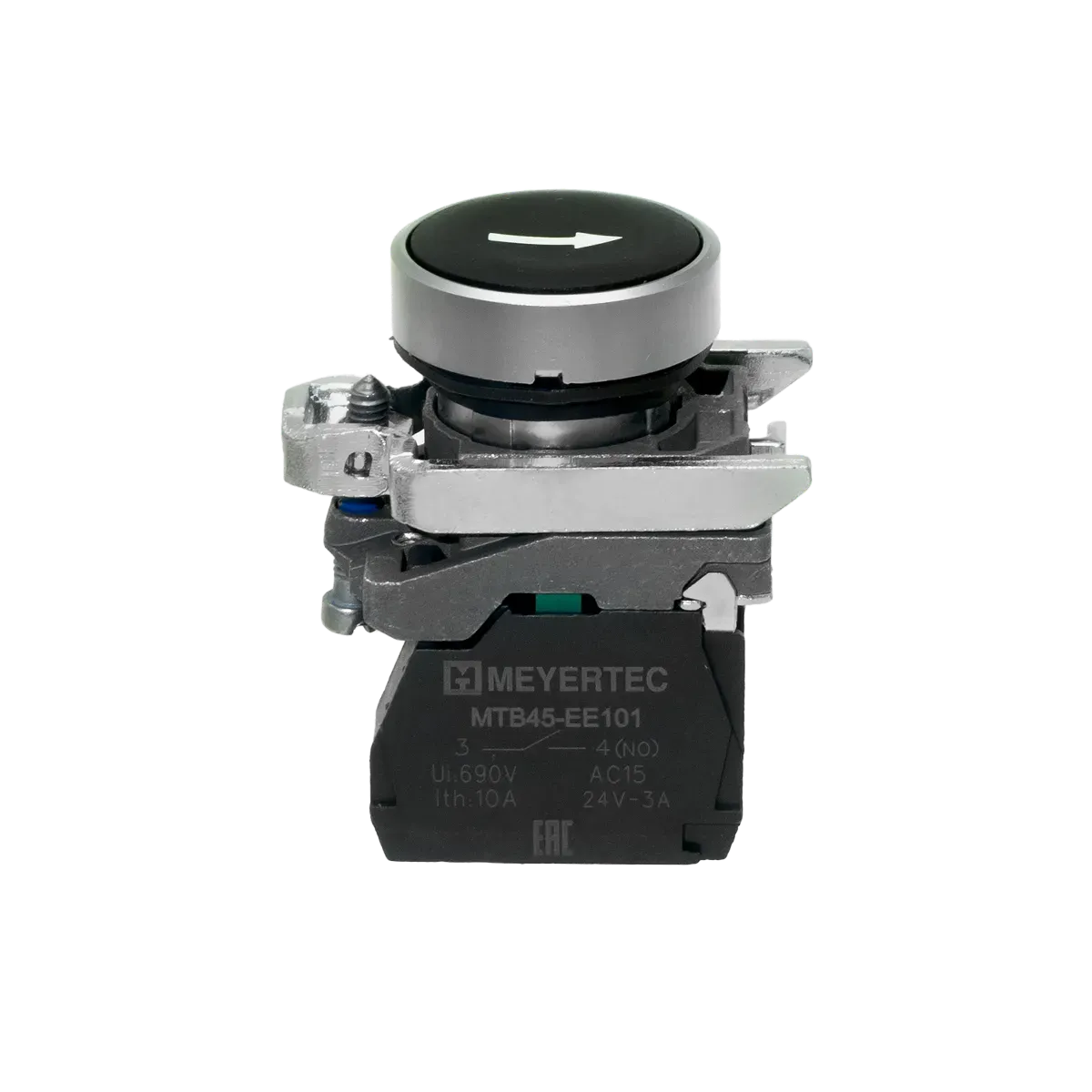 MTB4-BA21551 MEYERTEC Кнопка плоская черная, маркировка "стрелка вверх", 1NO, IP65, металл 2 MTB4-BA21551 MEYERTEC Кнопка плоская черная, маркировка "стрелка вверх", 1NO, IP65, металл — изображение 2