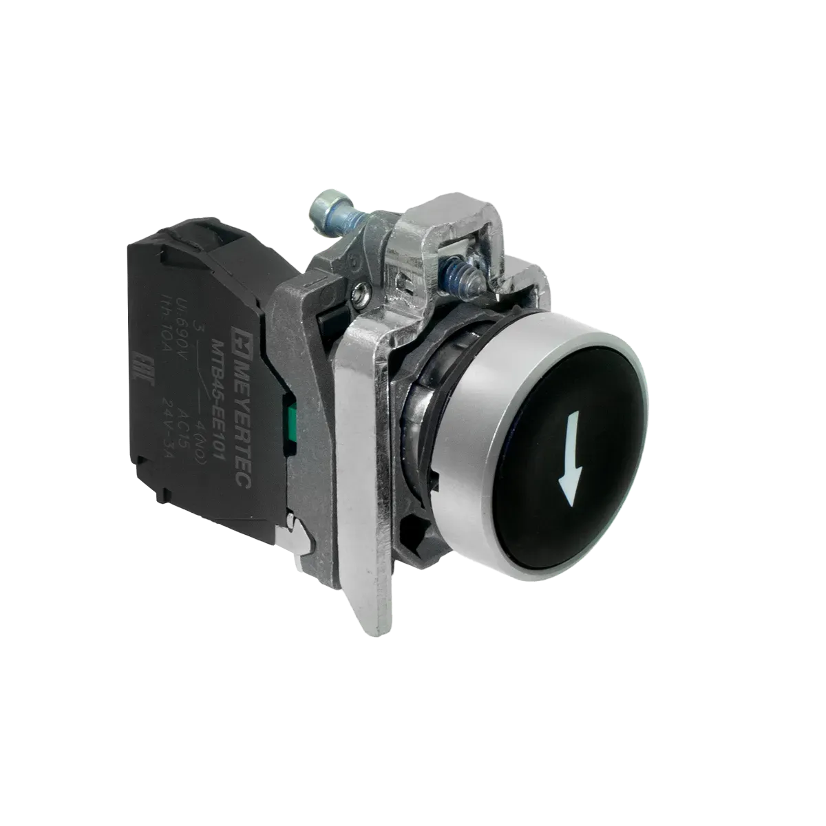 MTB4-BA21551 MEYERTEC Кнопка плоская черная, маркировка "стрелка вверх", 1NO, IP65, металл 3 MTB4-BA21551 MEYERTEC Кнопка плоская черная, маркировка "стрелка вверх", 1NO, IP65, металл — изображение 3