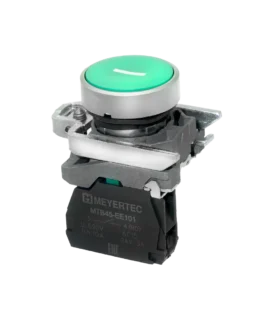 MTB4-BA31521 MEYERTEC Кнопка плоская зеленая, маркировка «I», 1NO, IP65, металл