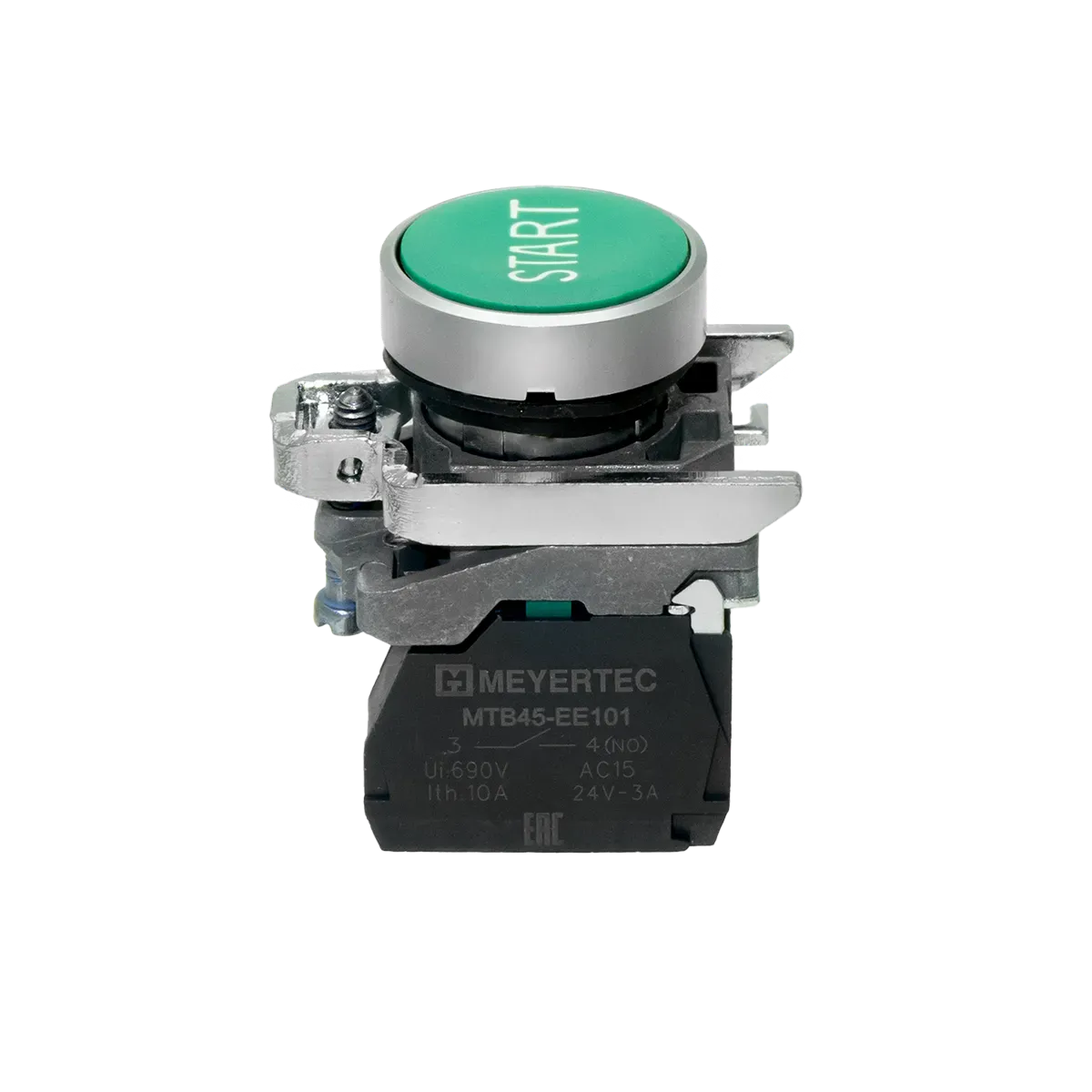 MTB4-BA31601 MEYERTEC Кнопка плоская зеленая, маркировка "START", 1NO, IP65, металл 2 MTB4-BA31601 MEYERTEC Кнопка плоская зеленая, маркировка "START", 1NO, IP65, металл — изображение 2