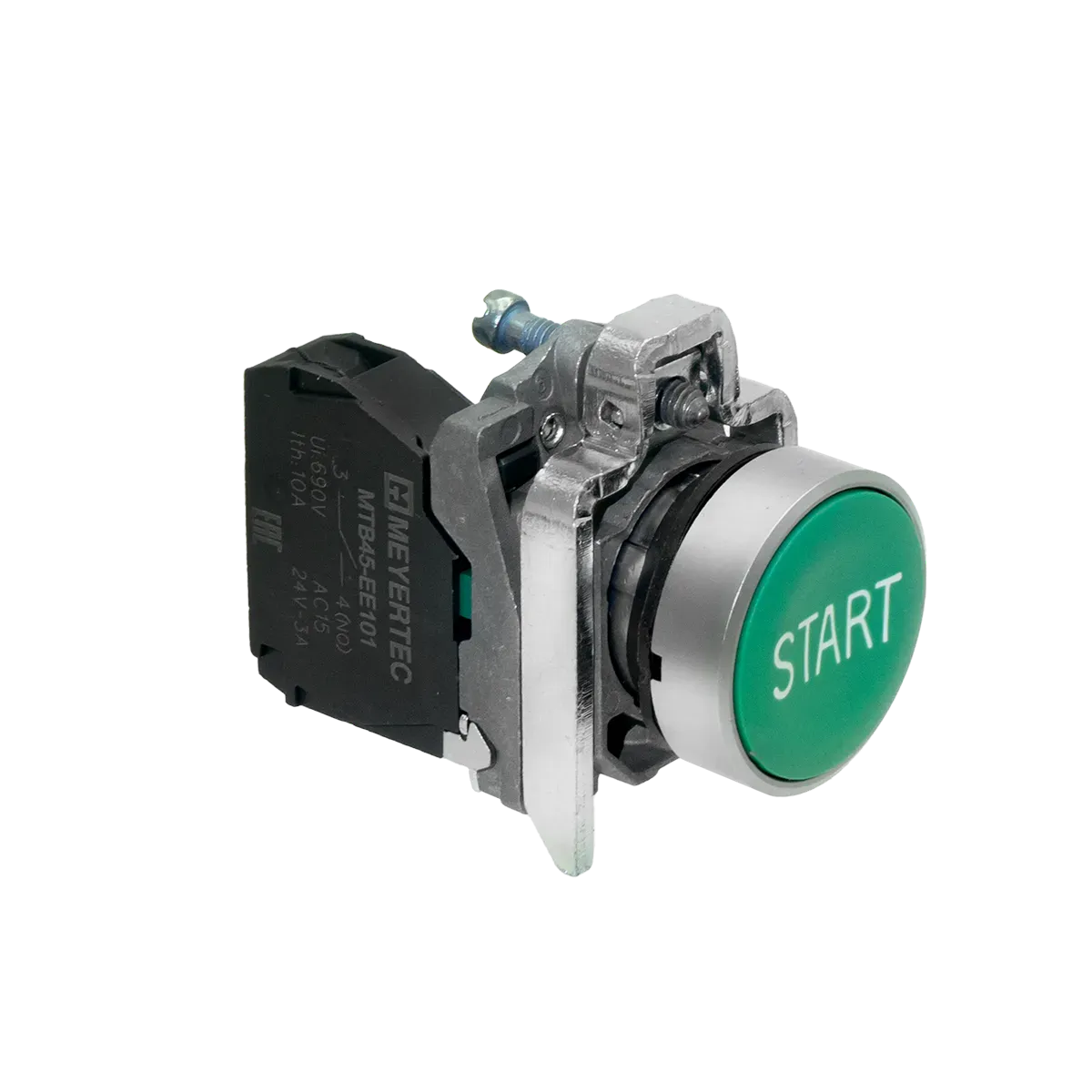 MTB4-BA31601 MEYERTEC Кнопка плоская зеленая, маркировка "START", 1NO, IP65, металл 3 MTB4-BA31601 MEYERTEC Кнопка плоская зеленая, маркировка "START", 1NO, IP65, металл — изображение 3