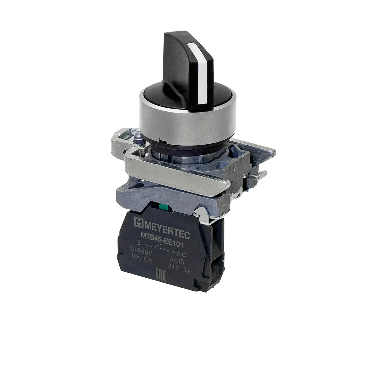 MTB4-BD21 MEYERTEC Переключатель на 2 положения с фиксацией, короткая ручка, 1NO, IP65, металл 1 MTB4-BD21