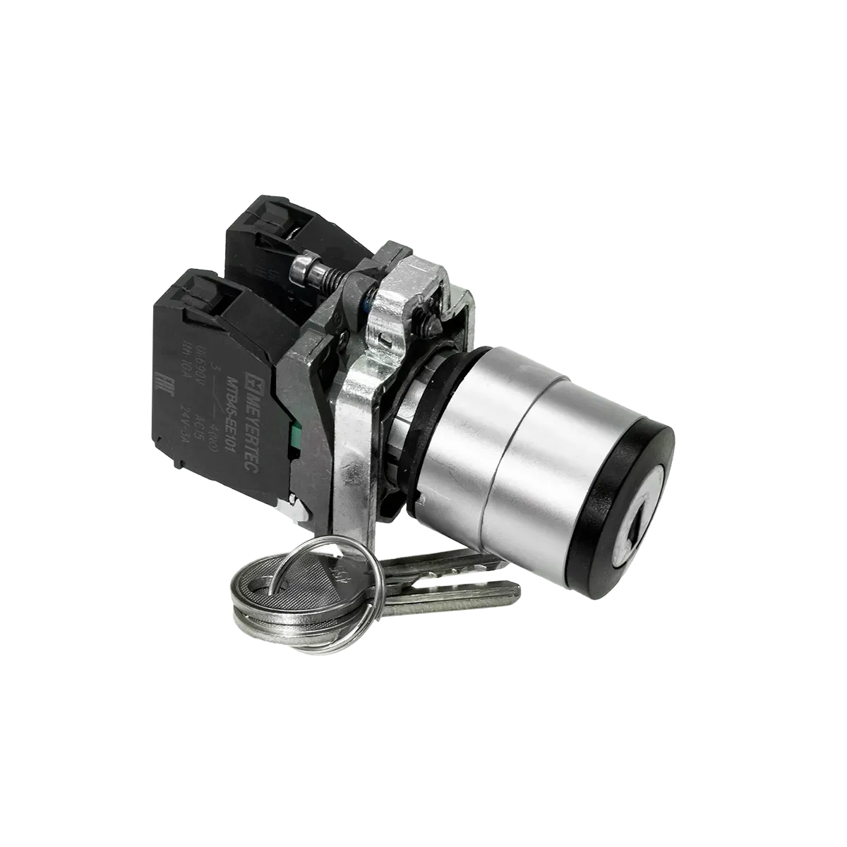 MTB4-BG33 MEYERTEC Переключатель с ключом на 3 положения с фиксацией, 1 выемка в центре, 2NO, IP65, металл 3 MTB4-BG33 MEYERTEC Переключатель с ключом на 3 положения с фиксацией, 1 выемка в центре, 2NO, IP65, металл — изображение 3