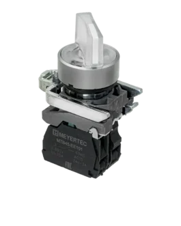MTB4-BK21711 MEYERTEC Переключатель на 2 положения с фиксацией и подсветкой, белый, 1NO, 24V AC/DC, IP65, металл