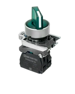 MTB4-BK23711 MEYERTEC Переключатель на 2 положения с фиксацией и подсветкой, зеленый, 1NO, 24V AC/DC, IP65, металл