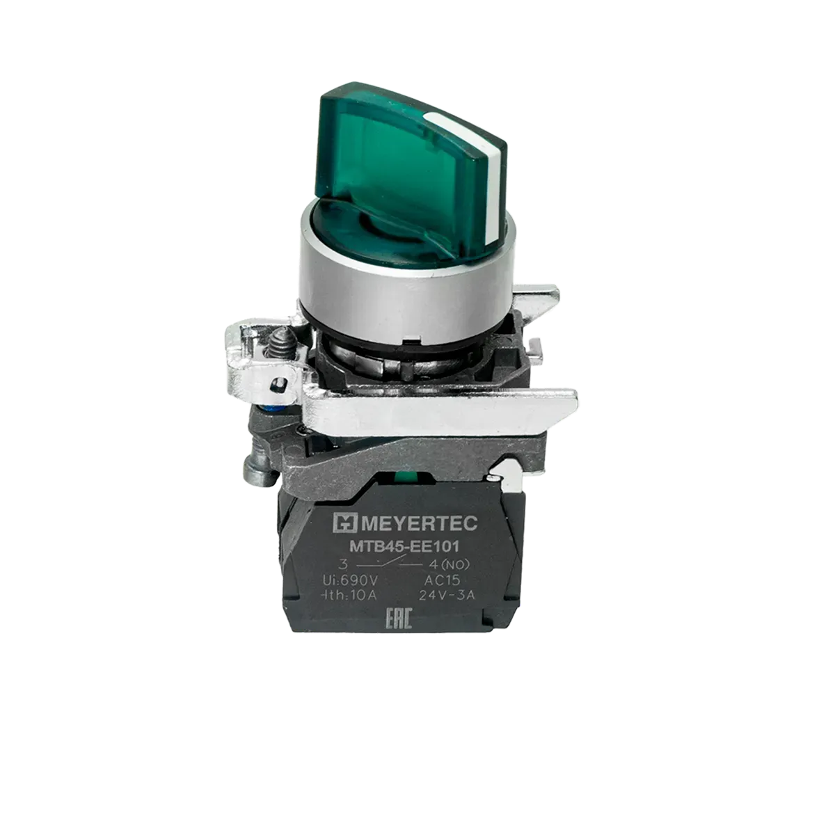 MTB4-BK23713 MEYERTEC Переключатель на 2 положения с фиксацией и подсветкой, зеленый, 1NO, 220V AC/DC, IP65, металл 2 MTB4-BK23713 MEYERTEC Переключатель на 2 положения с фиксацией и подсветкой, зеленый, 1NO, 220V AC/DC, IP65, металл — изображение 2