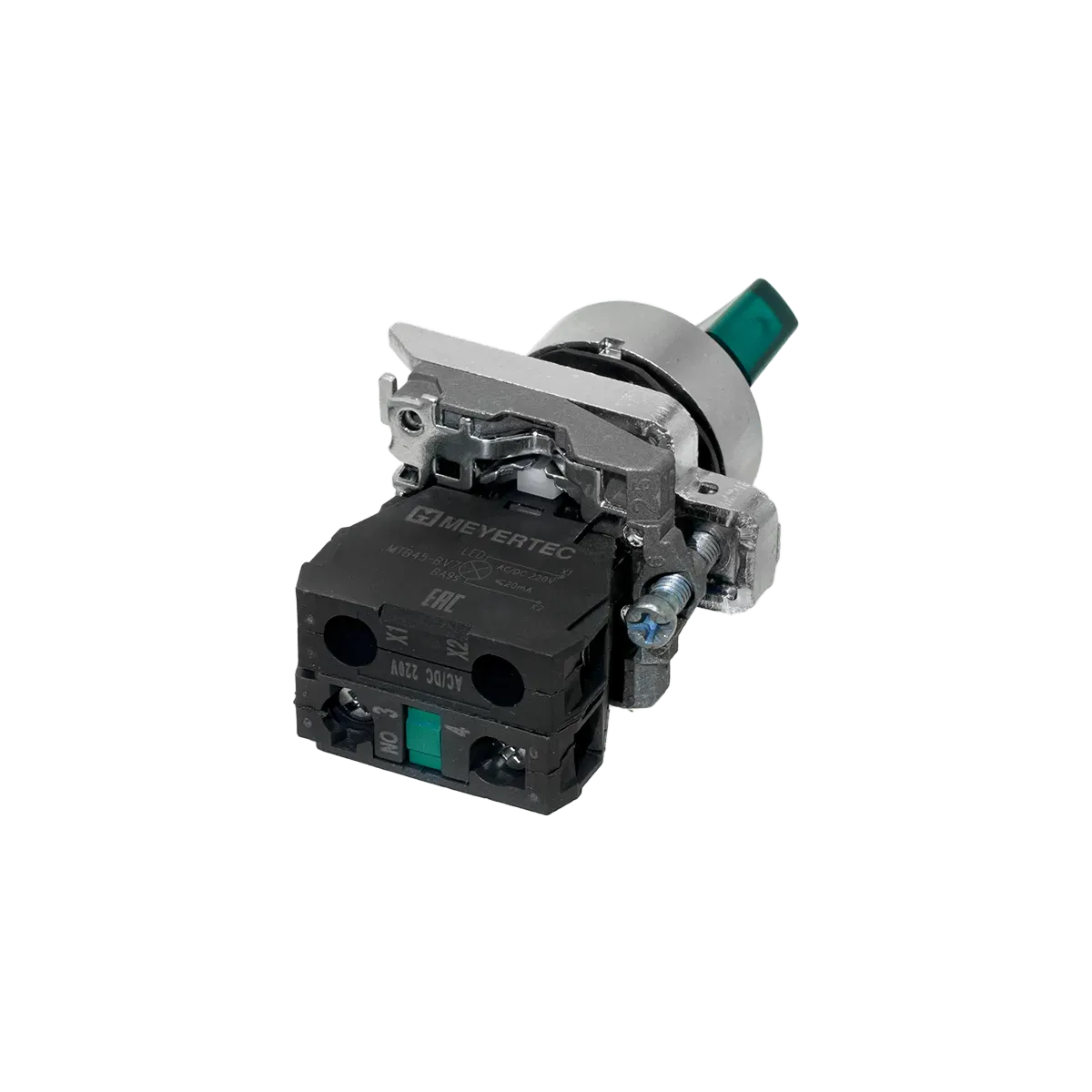 MTB4-BK23713 MEYERTEC Переключатель на 2 положения с фиксацией и подсветкой, зеленый, 1NO, 220V AC/DC, IP65, металл 4 MTB4-BK23713 MEYERTEC Переключатель на 2 положения с фиксацией и подсветкой, зеленый, 1NO, 220V AC/DC, IP65, металл — изображение 4