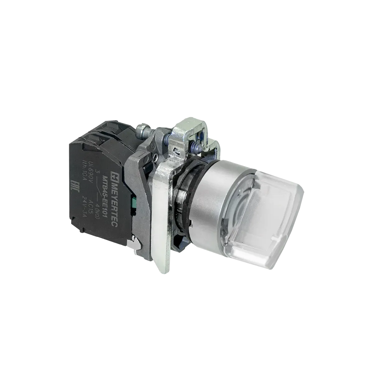 MTB4-BK31713 MEYERTEC Переключатель на 3 положения с фиксацией и подсветкой, белый, 1NO, 220V AC/DC, IP65, металл 3 MTB4-BK31713 MEYERTEC Переключатель на 3 положения с фиксацией и подсветкой, белый, 1NO, 220V AC/DC, IP65, металл — изображение 3