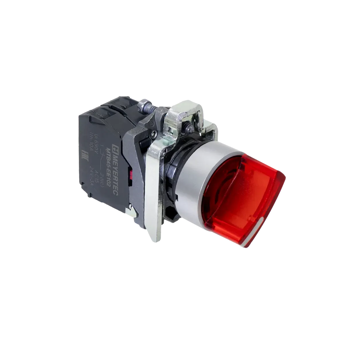 MTB4-BK34721 MEYERTEC Переключатель на 3 положения с фиксацией и подсветкой, красный, 1NС, 24V AC/DC, IP65, металл 3 MTB4-BK34721 MEYERTEC Переключатель на 3 положения с фиксацией и подсветкой, красный, 1NС, 24V AC/DC, IP65, металл — изображение 3
