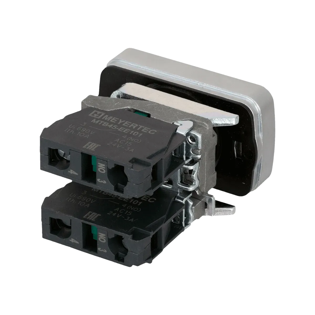 MTB4-BL2633 MEYERTEC Кнопка двойная плоская, зеленая, маркировка "I+II", 2NO, IP65, металл 3 MTB4-BL2633 MEYERTEC Кнопка двойная плоская, зеленая, маркировка "I+II", 2NO, IP65, металл — изображение 3