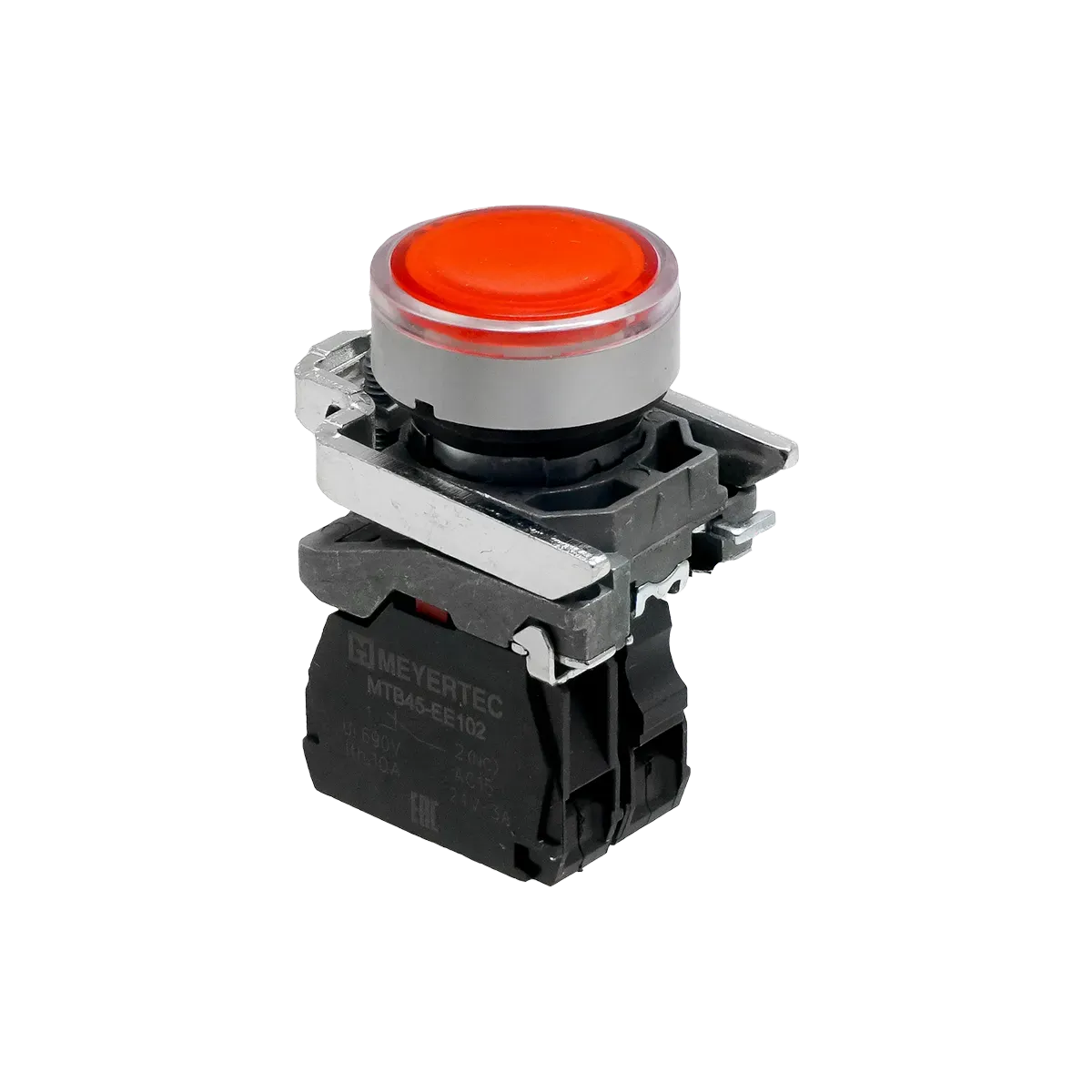 MTB4-BW34721 MEYERTEC Кнопка красная с подсветкой, 1NС, 24V AC/DC, IP65, металл 1 MTB4-BW34721