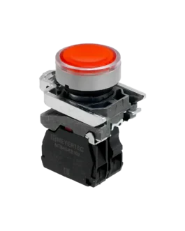 MTB4-BW34723 MEYERTEC Кнопка красная с подсветкой, 1NС, 220V AC/DC, IP65, металл