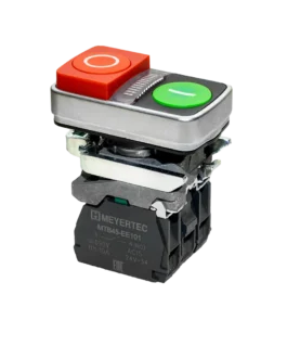 MTB4-BW84751 MEYERTEC Кнопка двойная выступающая с подсветкой, красная/зеленая, маркировка «I+O», 1NO+1NC, 24V AC/DC, IP65, металл