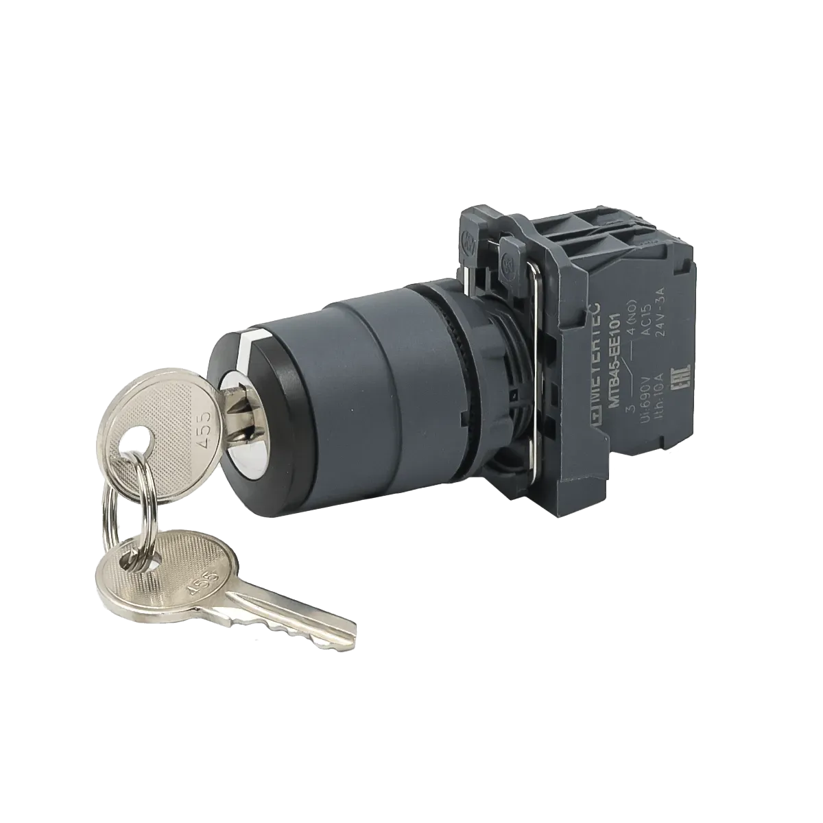 MTB5-AG03 MEYERTEC Переключатель с ключом на 3 положения с фиксацией, 3 выемки, 2NO, IP65 пластик 2 mtb5-ag03-pereklyuchatel-s-klyuchom-03.webp
