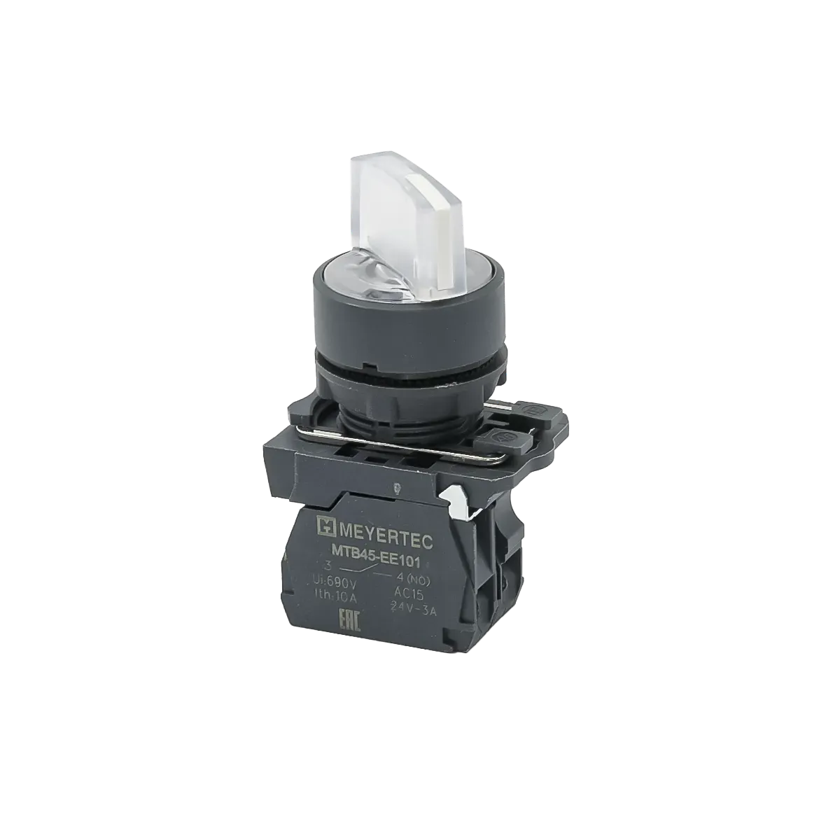 MTB5-AK21711 MEYERTEC Переключатель на 2 положения с фиксацией и подсветкой, белый, 1NO, 24В, IP65, пластик 1 mtb5-ak21711-pereklyuchatel-belyj-01.webp