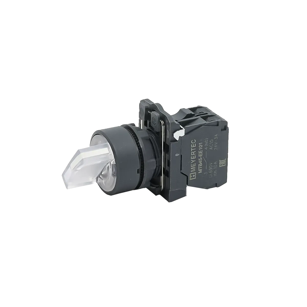 MTB5-AK21711 MEYERTEC Переключатель на 2 положения с фиксацией и подсветкой, белый, 1NO, 24В, IP65, пластик 2 mtb5-ak21711-pereklyuchatel-belyj-02.webp