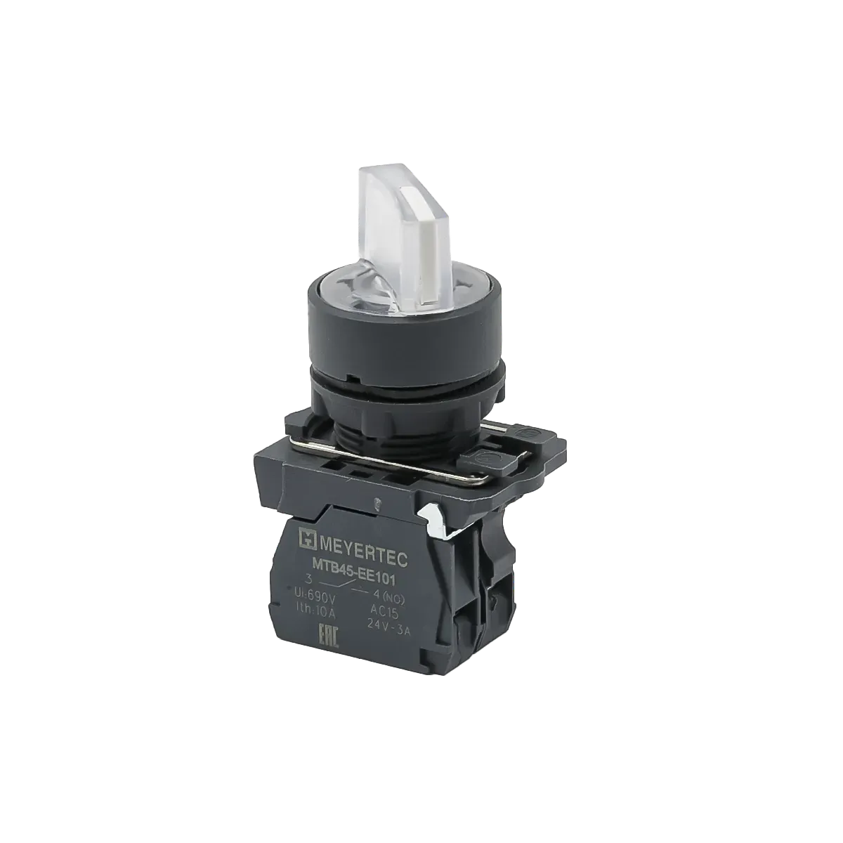 MTB5-AK21713 MEYERTEC Переключатель на 2 положения с фиксацией и подсветкой, белый, 1NO, 220В, IP65, пластик 1 mtb5-ak21713-pereklyuchatel-belyj-01.webp