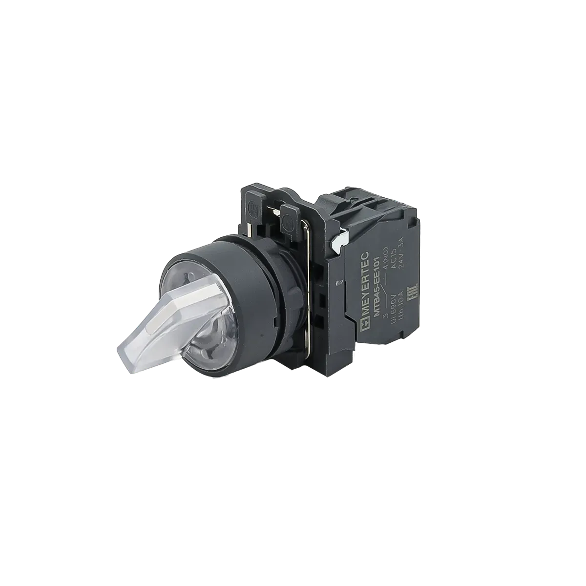MTB5-AK21713 MEYERTEC Переключатель на 2 положения с фиксацией и подсветкой, белый, 1NO, 220В, IP65, пластик 2 mtb5-ak21713-pereklyuchatel-belyj-02.webp