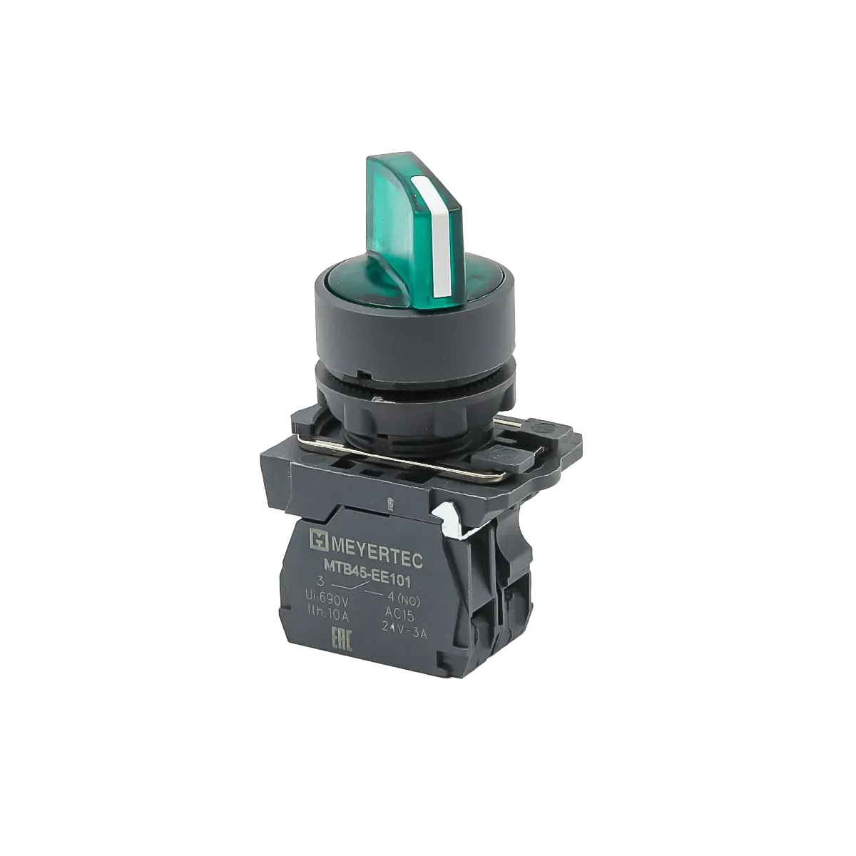 MTB5-AK23713 MEYERTEC Переключатель на 2 положения с фиксацией и подсветкой, зеленый, 1NO, 220В, IP65, пластик 1 mtb5-ak23713-pereklyuchatel-zelenyj-01.webp