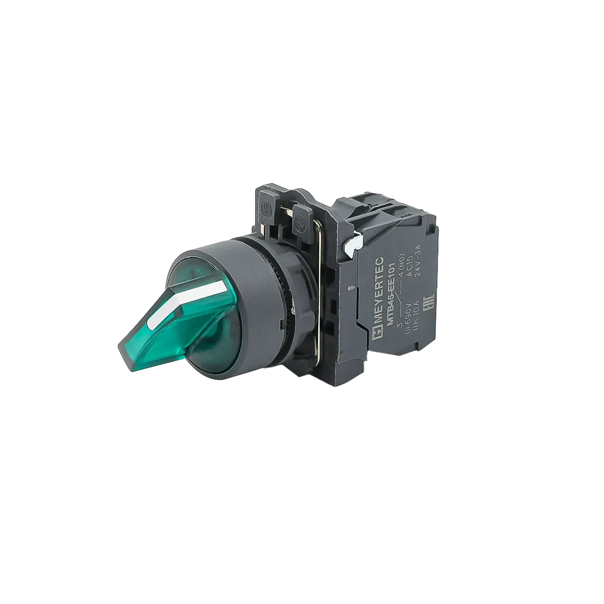 MTB5-AK23713 MEYERTEC Переключатель на 2 положения с фиксацией и подсветкой, зеленый, 1NO, 220В, IP65, пластик 2 mtb5-ak23713-pereklyuchatel-zelenyj-02.webp