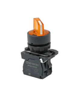MTB5-AK25711 MEYERTEC Переключатель на 2 положения с фиксацией и подсветкой, желтый, 1NO, 24В, IP65, пластик