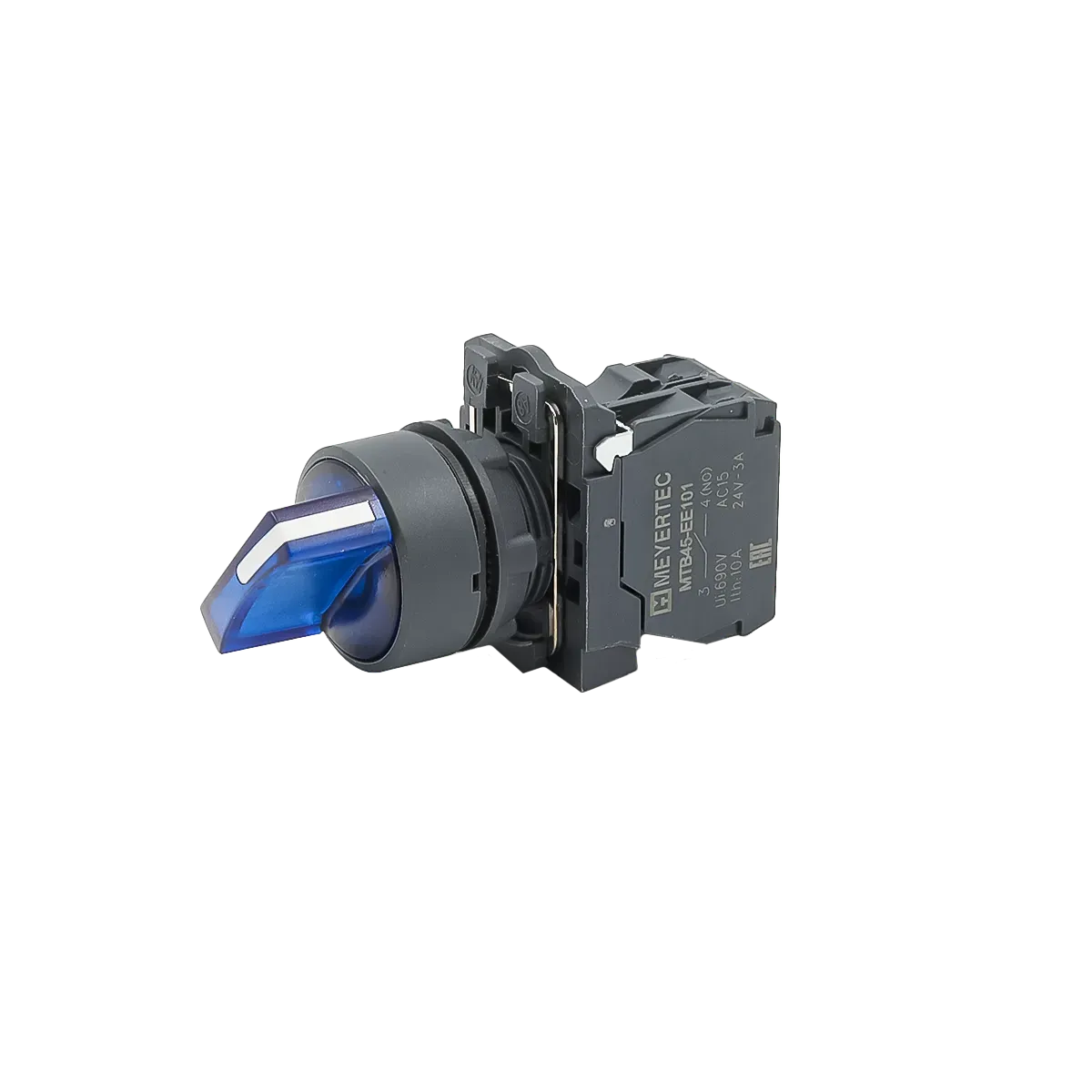 MTB5-AK26713 MEYERTEC Переключатель на 2 положения с фиксацией и подсветкой, синий, 1NO, 220В, IP65, пластик 2 mtb5-ak26713-pereklyuchatel-sinij-02.webp