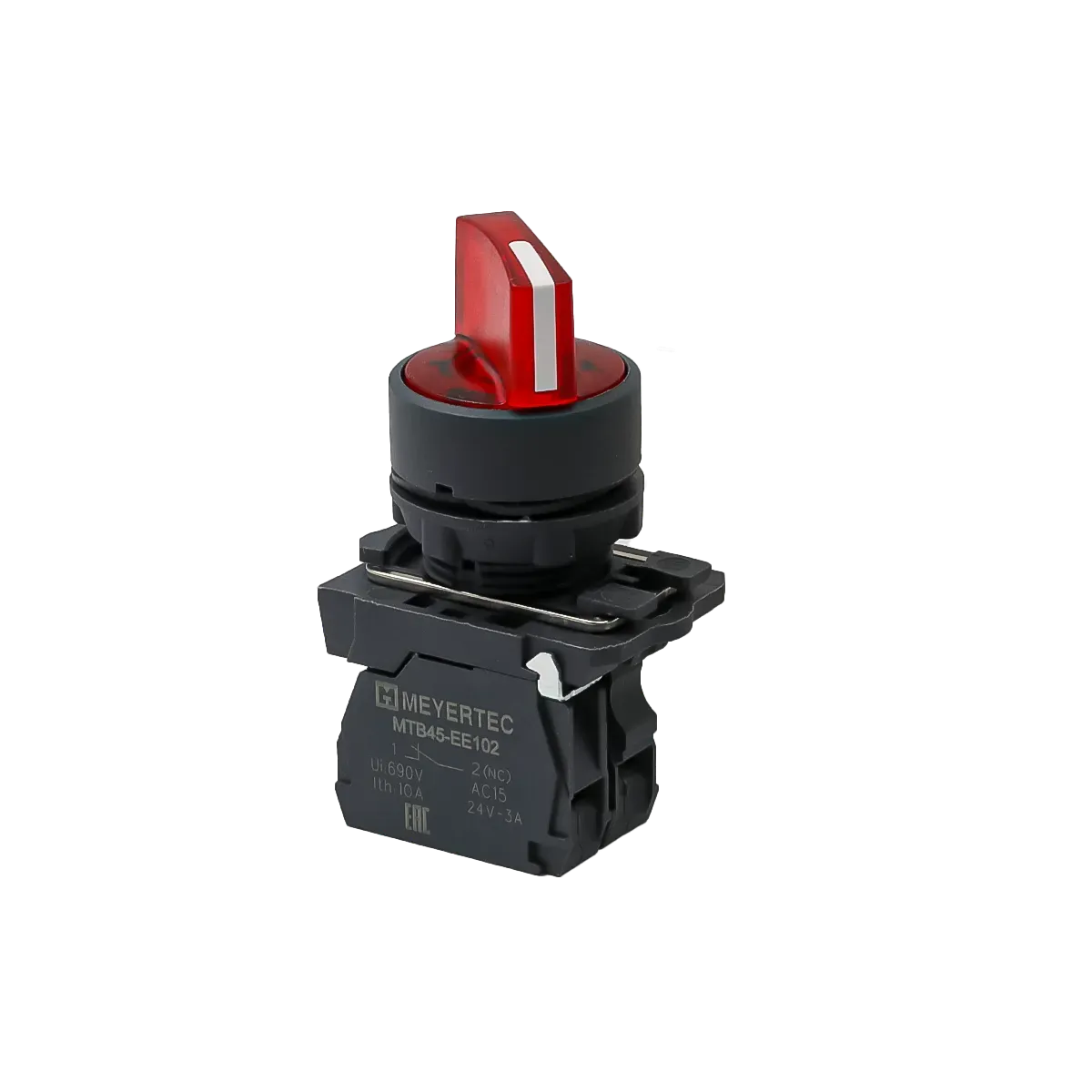 MTB5-AK34723 MEYERTEC Переключатель на 3 положения с фиксацией и подсветкой, красный, 1NС, 220В, IP65, пластик 1 mtb5-ak34723-pereklyuchatel-krasnyj-01.webp