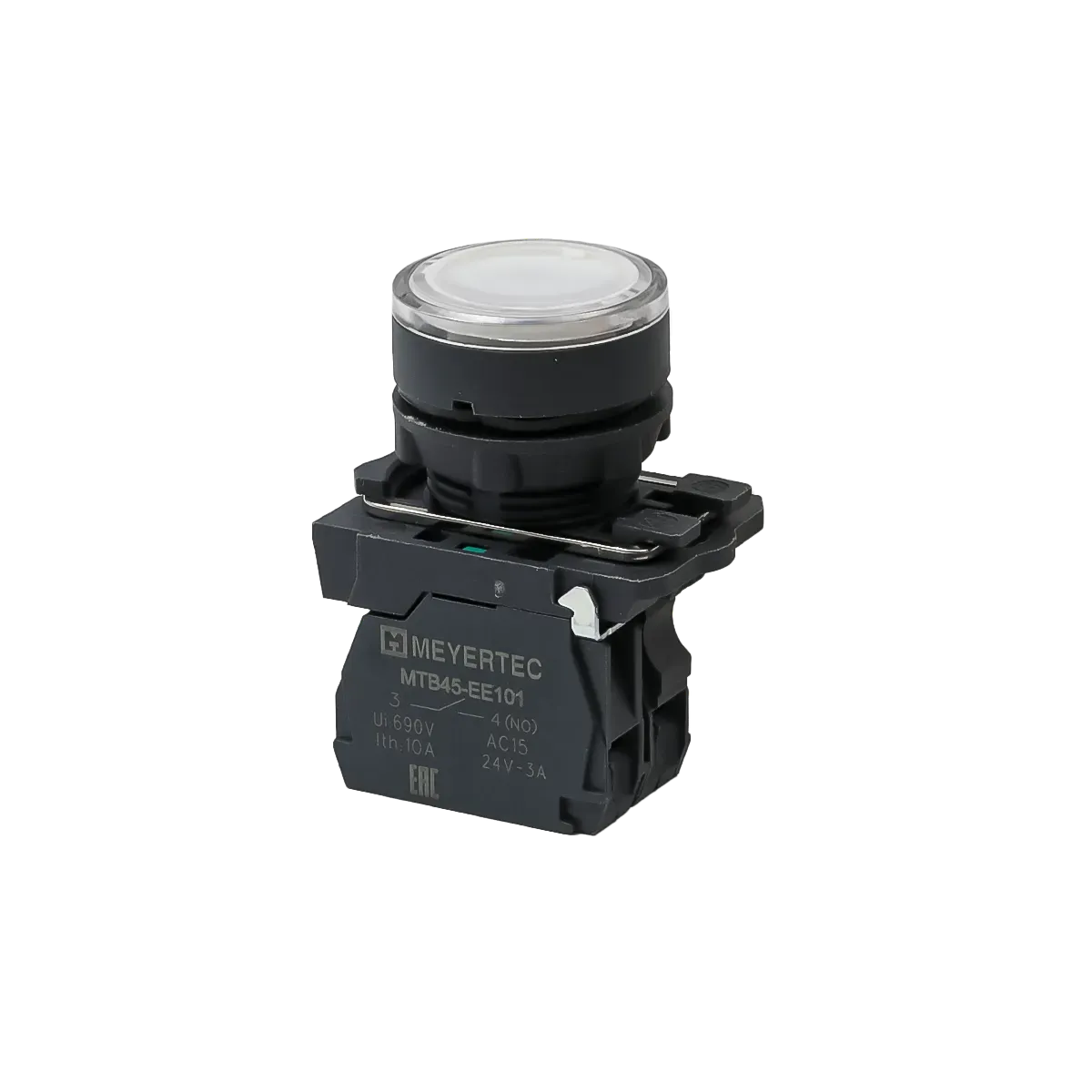 MTB5-AW31711 MEYERTEC Кнопка белая с подсветкой, 1NO, 24В, IP65, пластик 1 mtb5-aw31711-knopka-upravleniya-s-podsvetkoj-01.webp