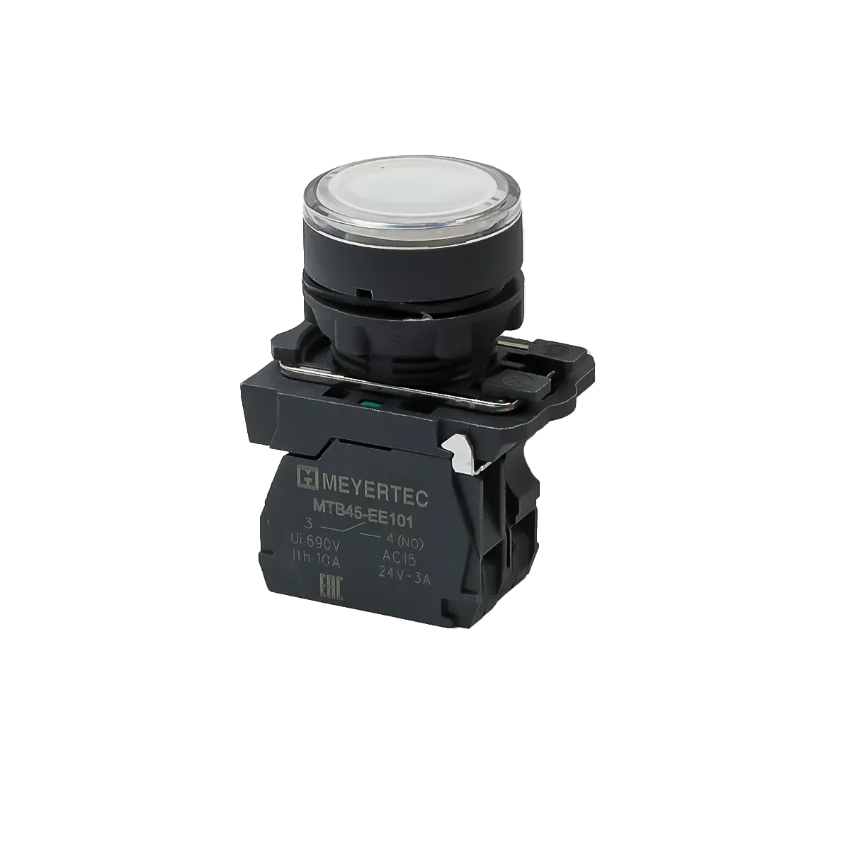 MTB5-AW31713 MEYERTEC Кнопка белая с подсветкой, 1NO, 220В, IP65, пластик 1 mtb5-aw31713-knopka-upravleniya-s-podsvetkoj-01.webp