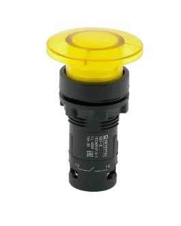 MTB7-EW45611 MEYERTEC Кнопка грибовидная желтая с подсветкой, Ø40мм, 1NO, 24В, IP54, пластик